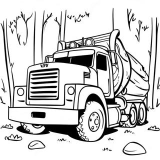 Big Logging Truck In Forest Coloring Page 58684-46440