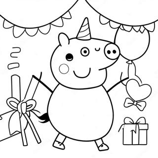 Peppa Pig Birthday Coloring Pages