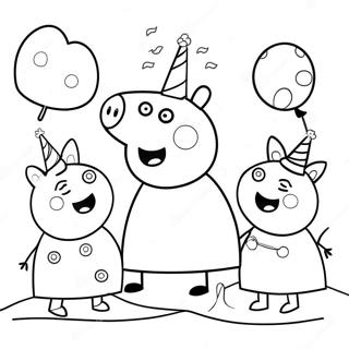 Peppa Pig Doğum Günü Kutlaması Boyama Sayfası 58803-46519