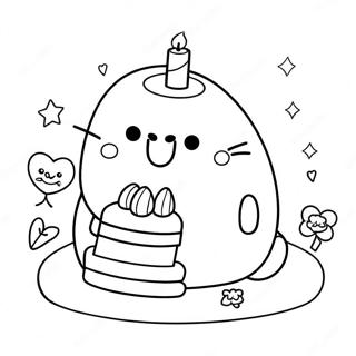 Birthday Pusheen Coloring Pages