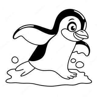 Playful Penguin Sliding On Ice Coloring Page 58904-46605