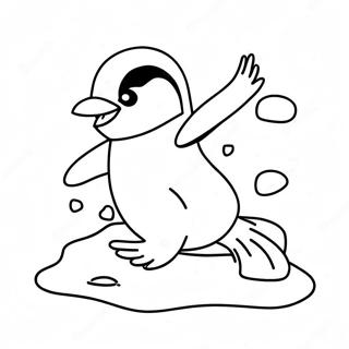 Playful Penguin Sliding On Ice Coloring Page 58904-46606