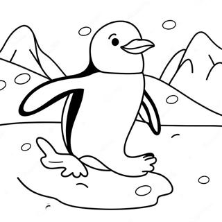 Playful Penguin Sliding On Ice Coloring Page 58904-46607