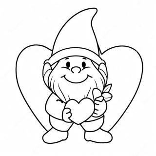 Valentine Gnome Holding Heart Coloring Page 5890-4699