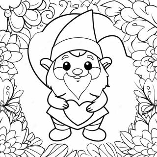 Valentine Gnome Holding Heart Coloring Page 5890-4700