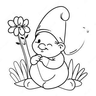 Cute Valentine Gnome With Flowers Coloring Page 5891-4683