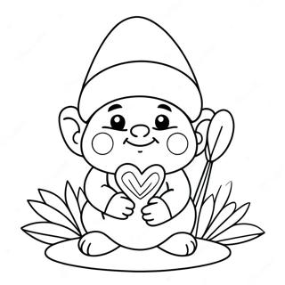 Cute Valentine Gnome With Flowers Coloring Page 5891-4684