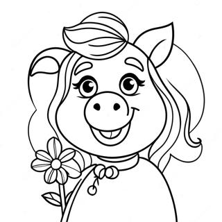 Elegant Miss Piggy With A Flower Coloring Page 59154-46810