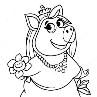 Elegant Miss Piggy With A Flower Coloring Page 59154-46811