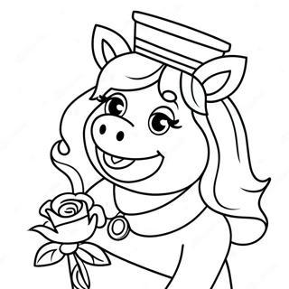 Elegant Miss Piggy With A Flower Coloring Page 59154-46812