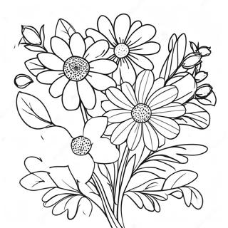 Colorful Wildflower Bouquet Coloring Page 59314-46932