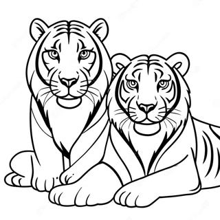 Lion And Tiger Coloring Pages