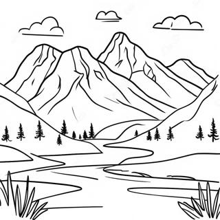 Scenic Mountain Landscape Grayscale Coloring Page 59463-47047