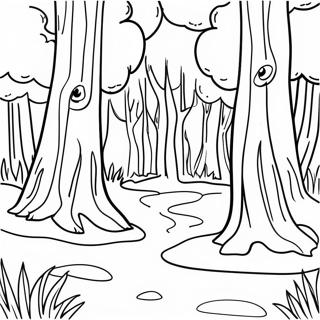 Peaceful Forest Landscape Grayscale Coloring Page 59464-47050