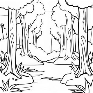 Peaceful Forest Landscape Grayscale Coloring Page 59464-47051