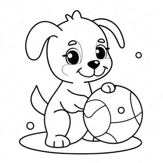 Cute Puppy Playing With Ball Coloring Page 59584-47146