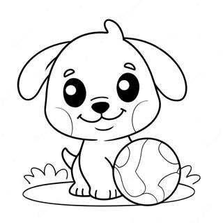 Cute Puppy Playing With Ball Coloring Page 59584-47147