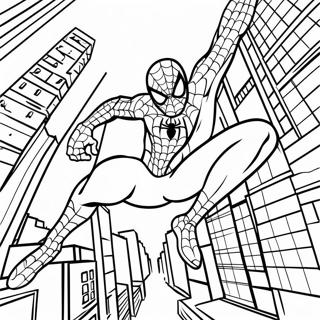 Spider Man Swinging Through The City Coloring Page 59734-47271