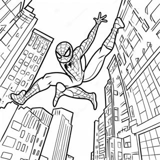 Spider Man Swinging Through The City Coloring Page 59734-47272