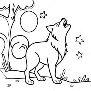 Big Bad Wolf Howling At The Moon Coloring Page 59924-47418