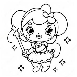 Cute Magical Girl With Sparkling Wand Coloring Page 59934-47430