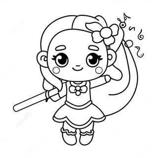 Cute Magical Girl With Sparkling Wand Coloring Page 59934-47431