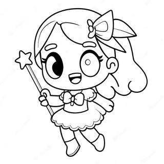 Cute Magical Girl With Sparkling Wand Coloring Page 59934-47432