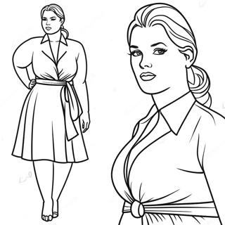 Plus Size Fashion Model Coloring Page 59983-47465