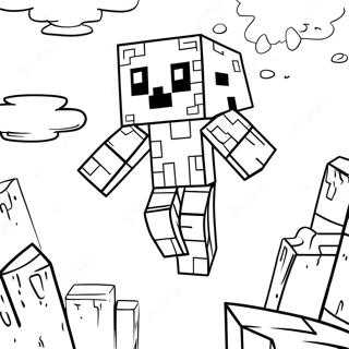 Minecraft Ghast Floating In The Sky Coloring Page 60003-47474