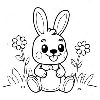 Cute Spring Bonnie In Flowers Coloring Page 6011-4785