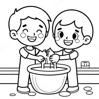 Happy Kids Washing Hands Coloring Page 60134-47581