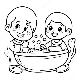 Happy Kids Washing Hands Coloring Page 60134-47582