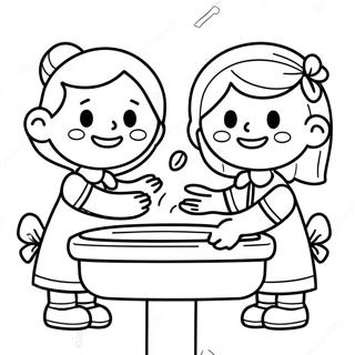 Happy Kids Washing Hands Coloring Page 60134-47584