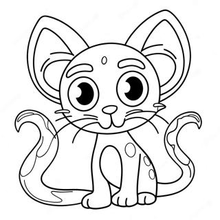 Creepy Siren Head With Cartoon Cat Coloring Page 60184-47657