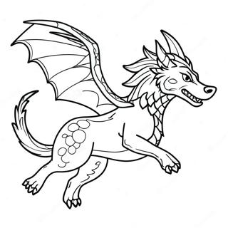 Majestic Wolf Dragon Flying Coloring Page 60204-47637