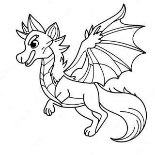 Majestic Wolf Dragon Flying Coloring Page 60204-47639