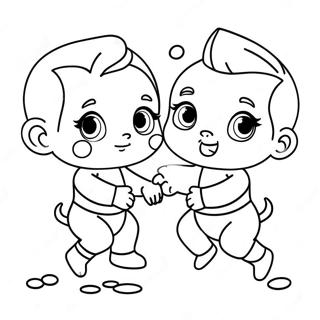 Cute Cry Babies Playing Together Coloring Page 6021-4837