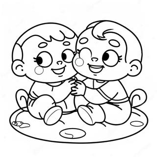 Cute Cry Babies Playing Together Coloring Page 6021-4839