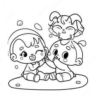 Cute Cry Babies Playing Together Coloring Page 6021-4840