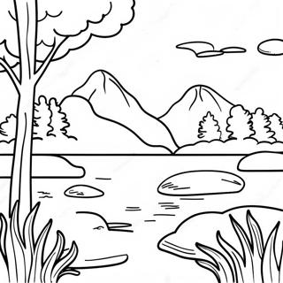 Calm Nature Scene Mindfulness Coloring Page 60624-47989