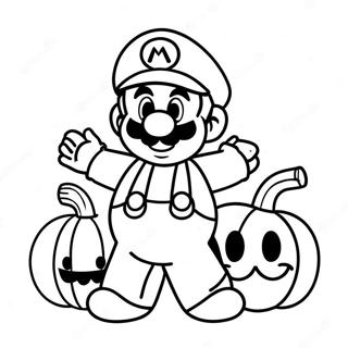 Mario With A Festive Pumpkin Coloring Page 60654-47997