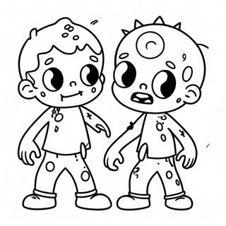 Cute Cartoon Zombies Coloring Page 60664-48031