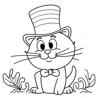 Colorful Cat In The Hat With Fish Coloring Page 60784-48096