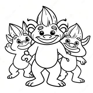 Colorful Trolls Dancing Coloring Page 60814-48126