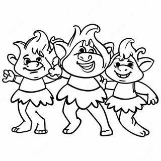 Colorful Trolls Dancing Coloring Page 60814-48127