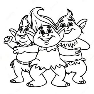 Colorful Trolls Dancing Coloring Page 60814-48128