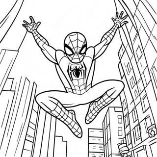 Spiderman Swinging Through The City Coloring Page 60824-48145