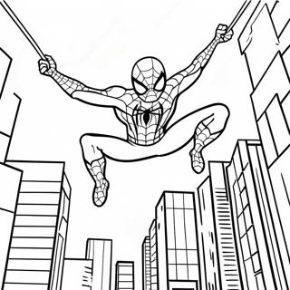 Spiderman Swinging Through The City Coloring Page 60824-48146