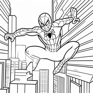 Spiderman Swinging Through The City Coloring Page 60824-48147