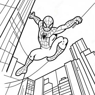 Spiderman Swinging Through The City Coloring Page 60824-48148